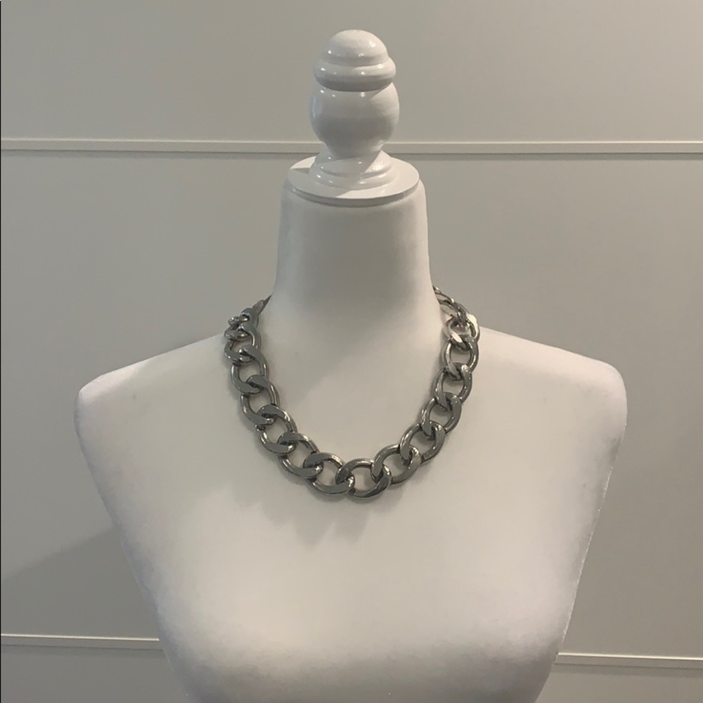 Silver Chain Statement Necklace
